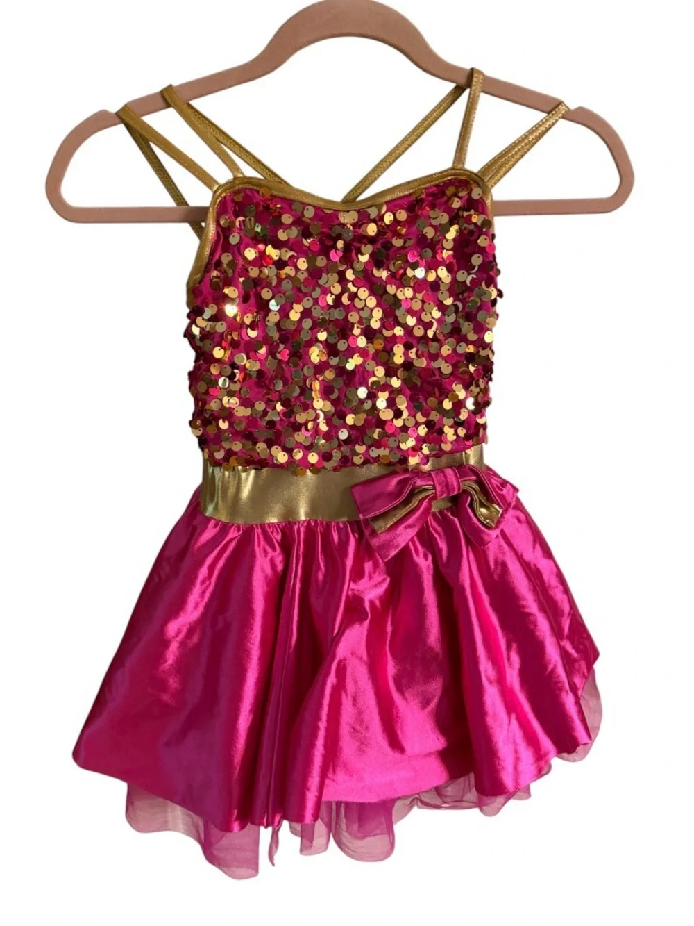 Weissman Girls Pink Sequin Tutu‎ Costume with Gold Accents  size MC